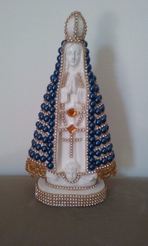 Imagem Nossa Senhora Aparecida Com Pérolas Azul - 20 Cm