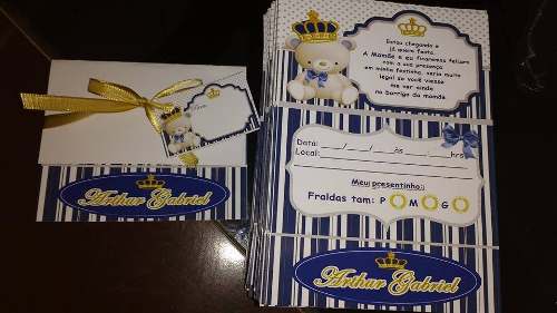 10 Convites Chá De Fraldas, Panela, Aniv Com Envelope E
