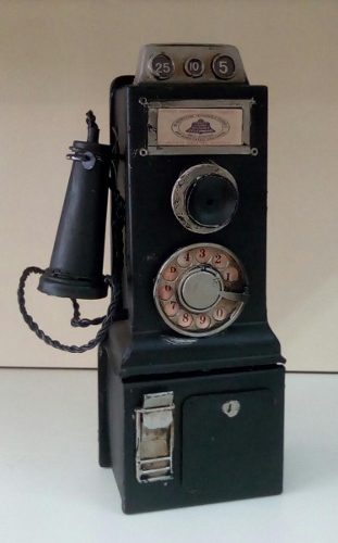 Telefone Antigo Cofre Thomas Edison Orelhão Fone Cofrinho