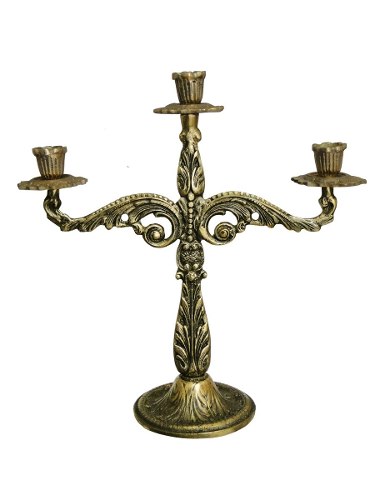 Castiçal 3 Velas Bronze 30 Cm Religião Igrejas Fé