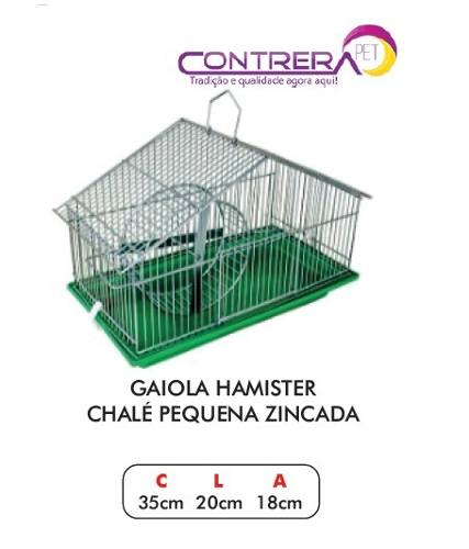 Gaiola Hamster Chalé Pequena Prata + Serragem