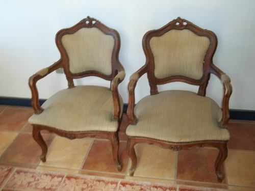 (sergioschw) Par De Antigas Cadeiras De Braço Luis Xv
