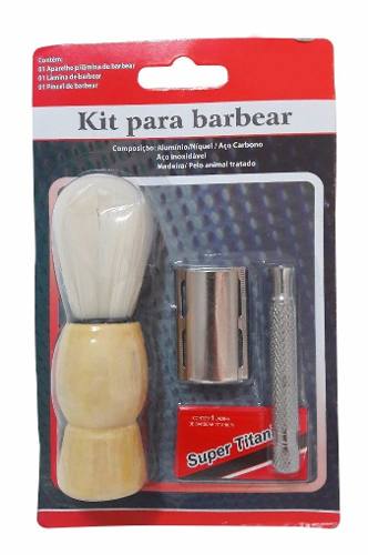 Kit Barbear Barbeiro Estilo Antigo Lamina Pincel Aparelho
