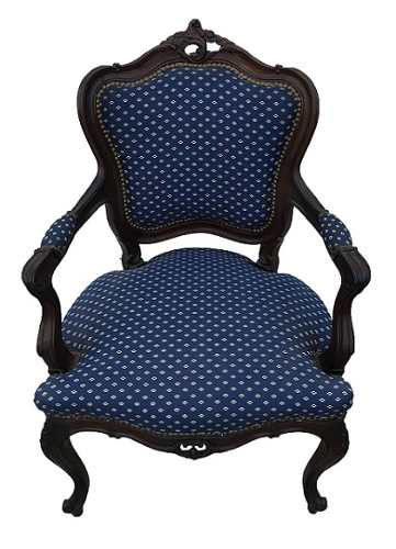 Belissima Cadeira C/ Braço Poltrona Antiga Luis Xv Azul