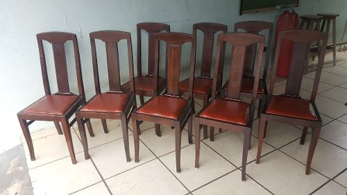 Mesa Com Oito Cadeiras Antigas Imbuia Maciça (only Wood)