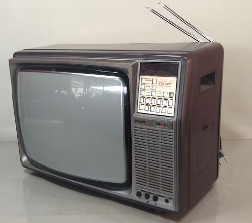 Tv Antiga Philips Funcionando Retro Video Game Arcade Decor