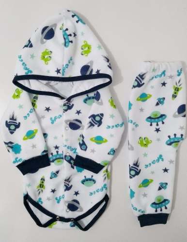 Conjunto Body Bebê Pijama Soft Com Capuz - Spacial
