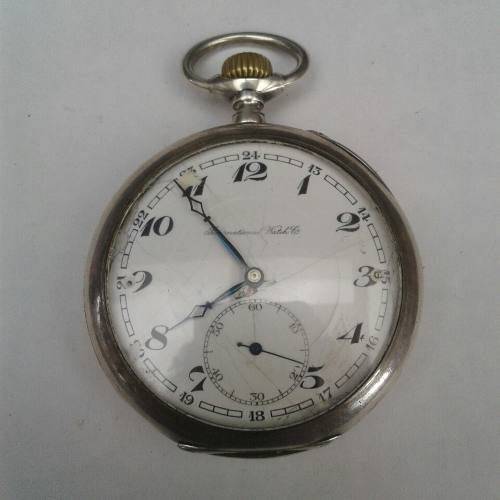 Relógio De Bolso Antigo Prata Iwc International Watch Co.