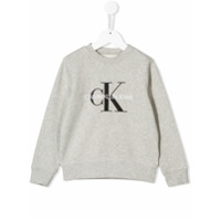Calvin Klein Kids Suéter com logo - Cinza