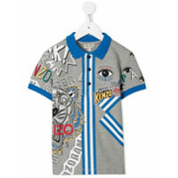 Kenzo Kids Camisa polo com estampa - Cinza