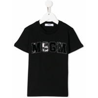Msgm Kids Camiseta com logo de paetês - Preto