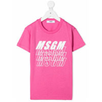 Msgm Kids logo print T-shirt - Rosa