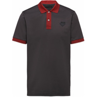 Prada Camisa polo com patch de logo - Cinza