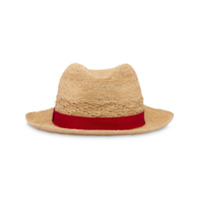Prada Chapéu de ráfia com lenço - Vermelho