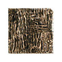 Saint Laurent leopard print scarf - Marrom