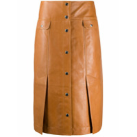 Coach vent-detail leather skirt - Marrom