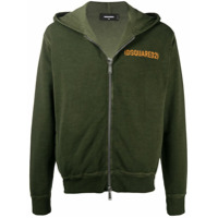 Dsquared2 logo print zip-up hoodie - Verde