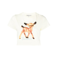 Fiorucci Deer-print crop T-shirt - Neutro
