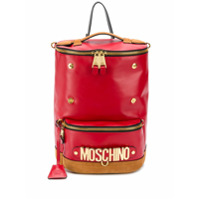 Moschino logo plaque backpack - Vermelho