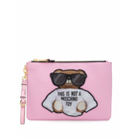 Moschino teddy embroidered clutch bag - Rosa