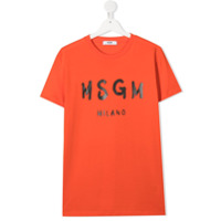 Msgm Kids TEEN logo print T-shirt - Laranja