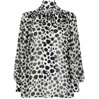 MSGM pussybow animal print blouse - Preto