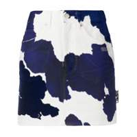Off-White cow-print denim skirt - Azul