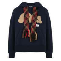 Palm Angels bear-embroiderd hoodie - Azul