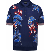 Prada Camisa polo de jacquard floral - Azul