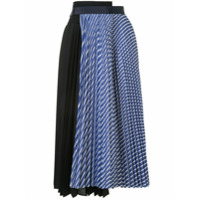 Sacai contrast panel pleated skirt - Azul