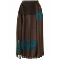 Sacai paisley-print pleated skirt - Marrom