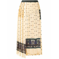 Sacai paisley-print pleated skirt - Neutro