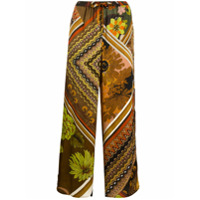 Seventy Calça pantalona floral - Marrom
