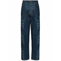 Ahluwalia Calça jeans reta com estampa ondulada - Azul