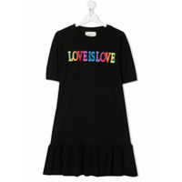 Alberta Ferretti Kids Vestido com bordado Love is Love e amarração - Preto
