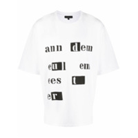 Ann Demeulemeester Camiseta oversized com estampa de logo - Branco
