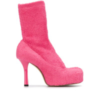Bottega Veneta Ankle boot texturizada com salto alto - Rosa
