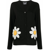 Boutique Moschino Cardigan de tricô floral - Preto