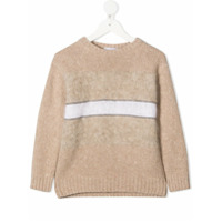 Brunello Cucinelli Kids stripe detail knitted jumper - Neutro