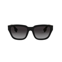 Burberry Eyewear Óculos de sol retangular com detalhe xadrez - Preto