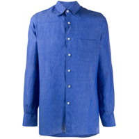 Canali Camisa de linho com colarinho pontiagudo - Azul
