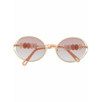 Chloé Eyewear Óculos de sol redondo com contas - Dourado