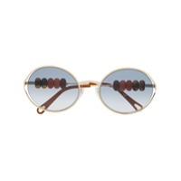 Chloé Eyewear Óculos de sol redondo com detalhe de conta - Dourado