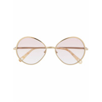 Chloé Eyewear Óculos de sol redondo com lentes coloridas - Dourado