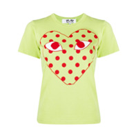 Comme Des Garçons Play Camiseta de poá com estampa de coração - Verde