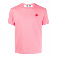 Comme Des Garçons Play Camiseta gola redonda com coração bordado - Rosa