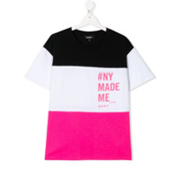 Dkny Kids Camiseta color block com estampa - Rosa