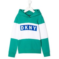 Dkny Kids Moletom color block com capuz - Verde