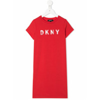 Dkny Kids Vestido reto com estampa de logo - Vermelho
