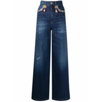 Dolce & Gabbana Calça jeans pantalona com aplicações - Azul